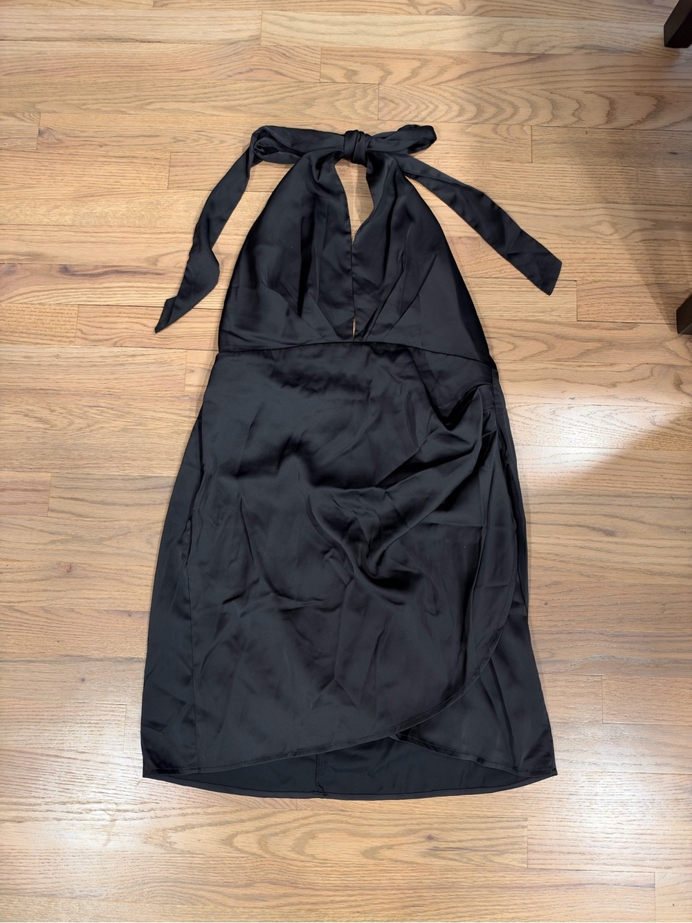 Black Halter Wrap Dress